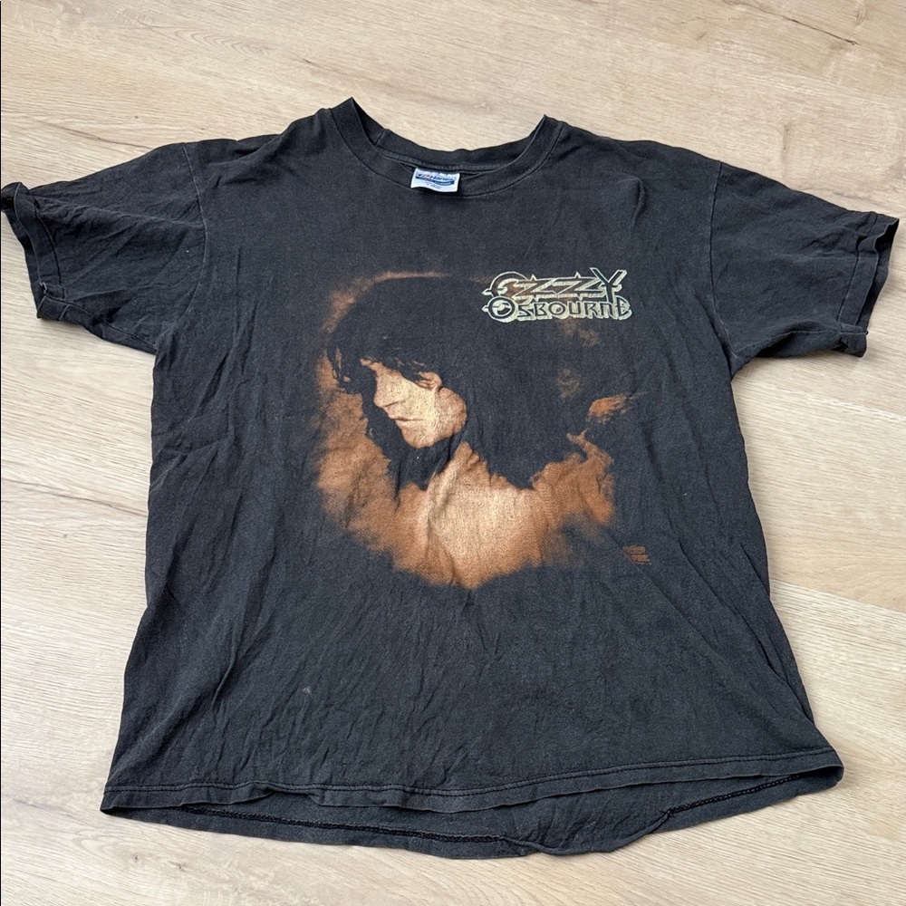 Vintage. Ozzy Osbourne Black Graphic Tee with Brown Portrait. Rare.